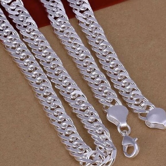 Diamond Cut Double Miami Cuban Curb Chain Link Necklace 10 mm - Picture 1 of 4